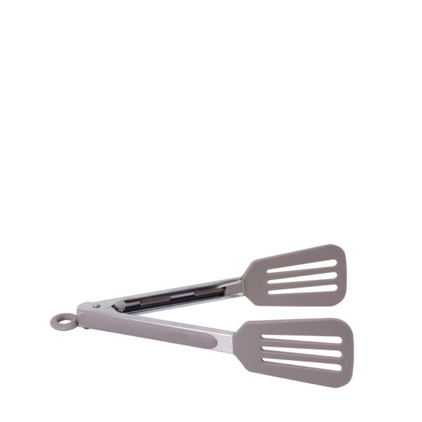 Pinza espatula acero inox silicona gris