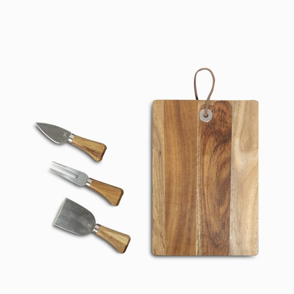 Set para quesos en acacia x 4