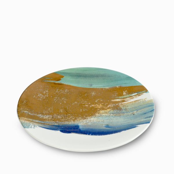 Plato mediano acuarela oro turquesa 20 cm