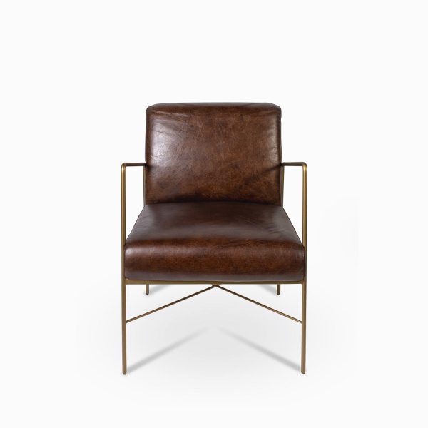 Silla iron cuero cafe