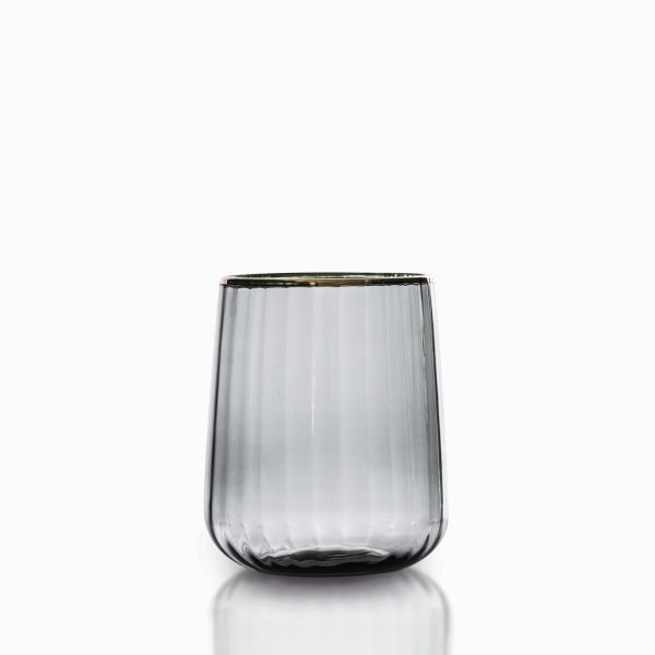Vaso line gris borde dorado