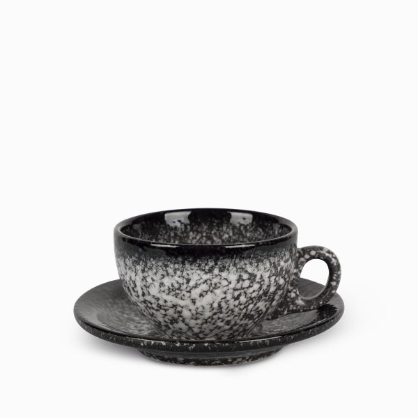 Pocillo y plato granito gris 260 ml