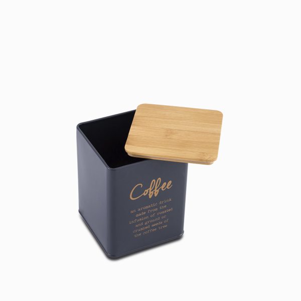 Recipiente coffee azul mate y madera - Imagen 2