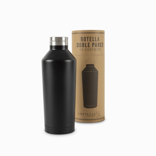 Botella doble pared en acero negro