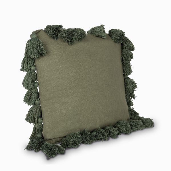 Cojin borlas verde
