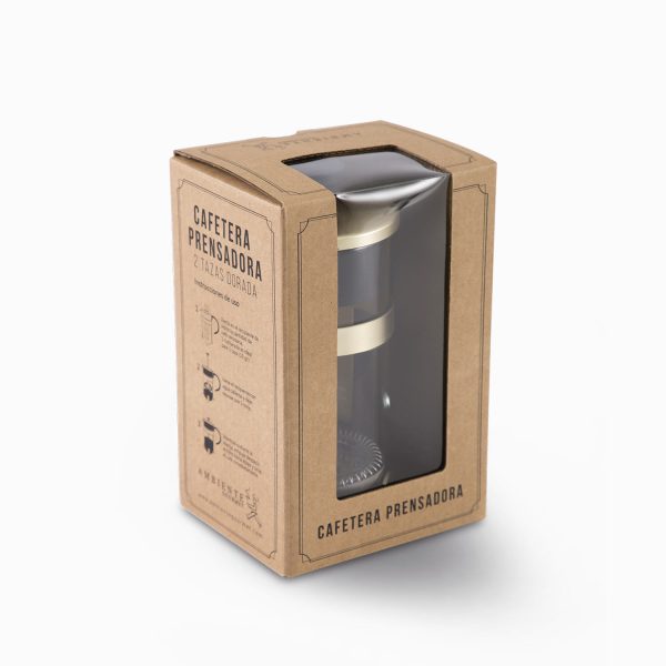 Cafetera prensadora 2 tazas dorada - Imagen 2