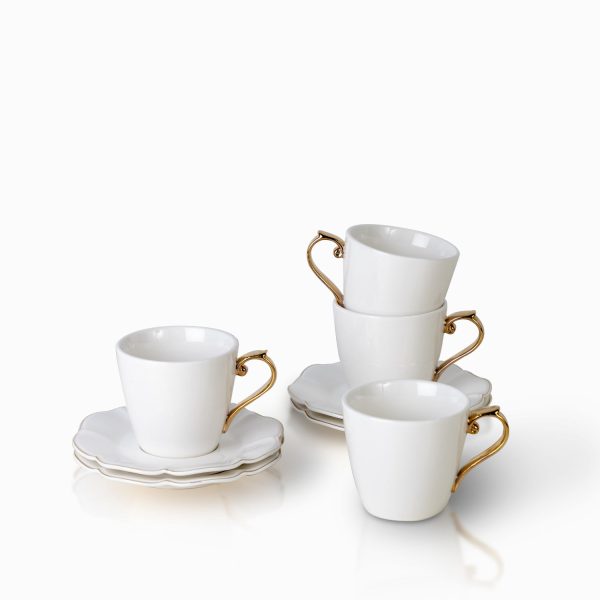 Set pocillo y plato gold 180 ml x 4 pts