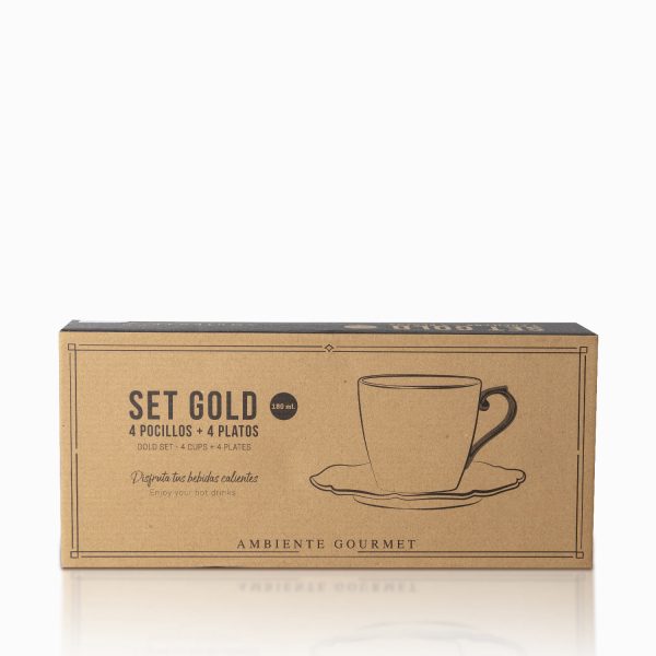 Set pocillo y plato gold 180 ml x 4 pts - Imagen 2