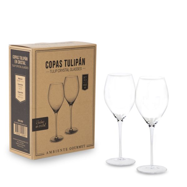 Copa tulipan en cristal 650 ml setx2