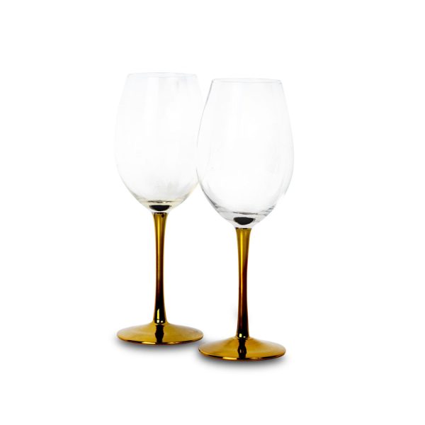 Copa vino pata dorada setx2