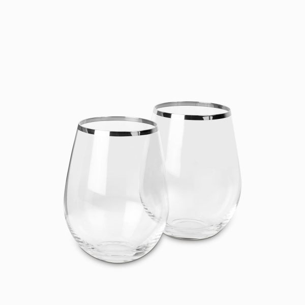 Vaso cristal borde plateado 670 ml setx2