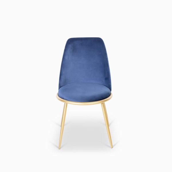 Silla comedor redonda dorado velvet azul