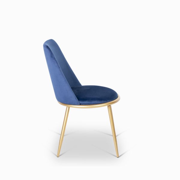 Silla comedor redonda dorado velvet azul - Imagen 2