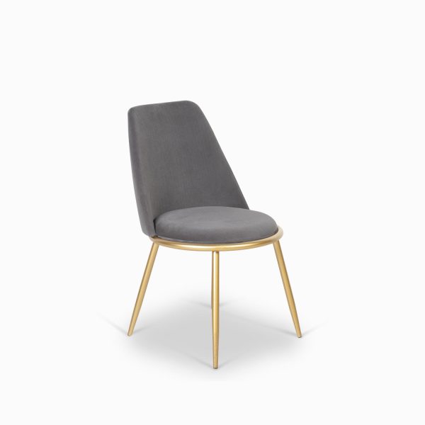 Silla comedor redonda dorado velvet gris - Imagen 2