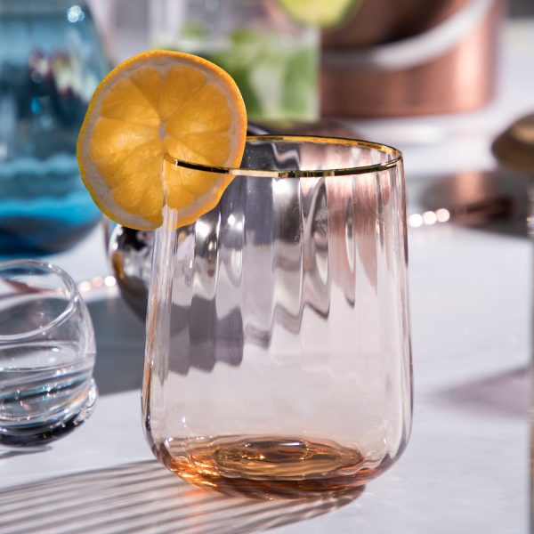 Vaso line rosado borde dorado setx2 - Imagen 2