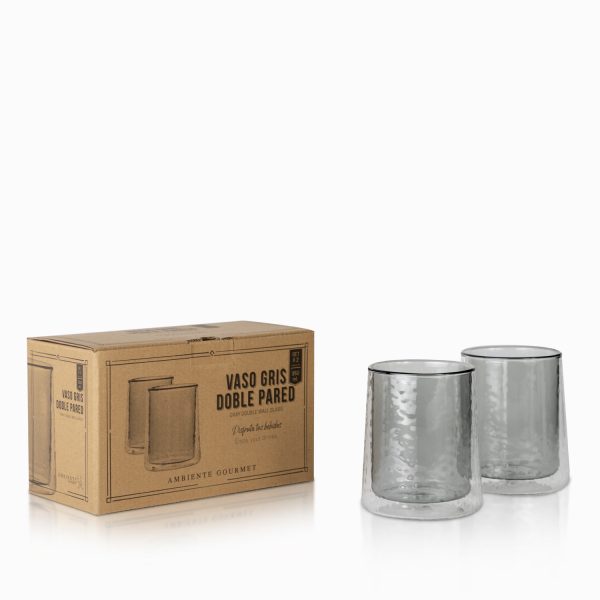Vaso doble pared gris setx2