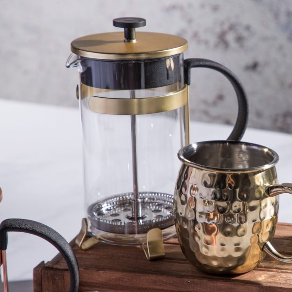 Cafetera prensadora 8 tazas dorada