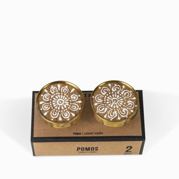 Pomo madera wask borde dorado set x 2