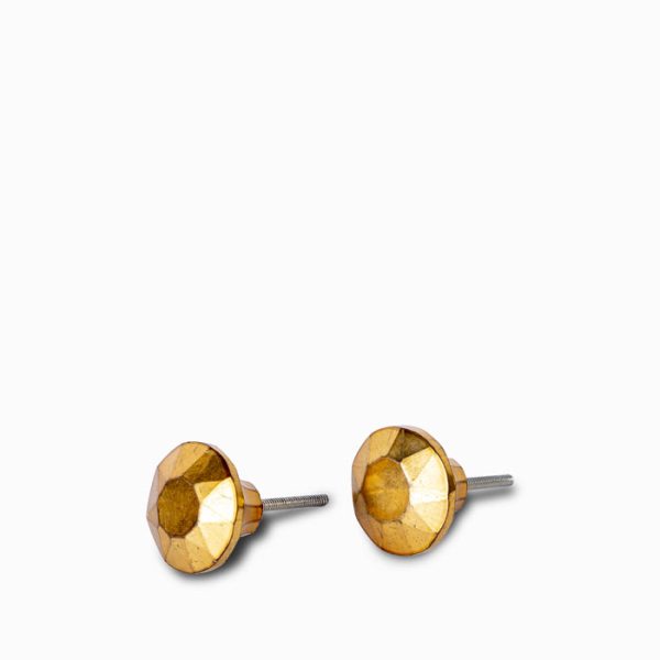 Pomo vidrio diamante dorado set x 2
