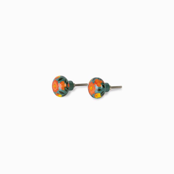 Pomo madera flor naranja set x 2 - Imagen 2