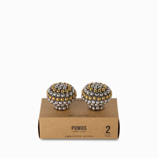 Pomo puntos metal platead y dorado setx2 - Imagen 2
