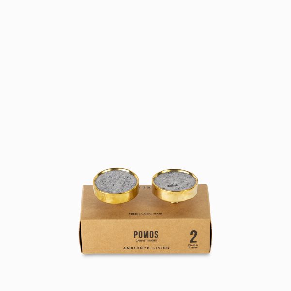 Pomo marmol gris set x 2