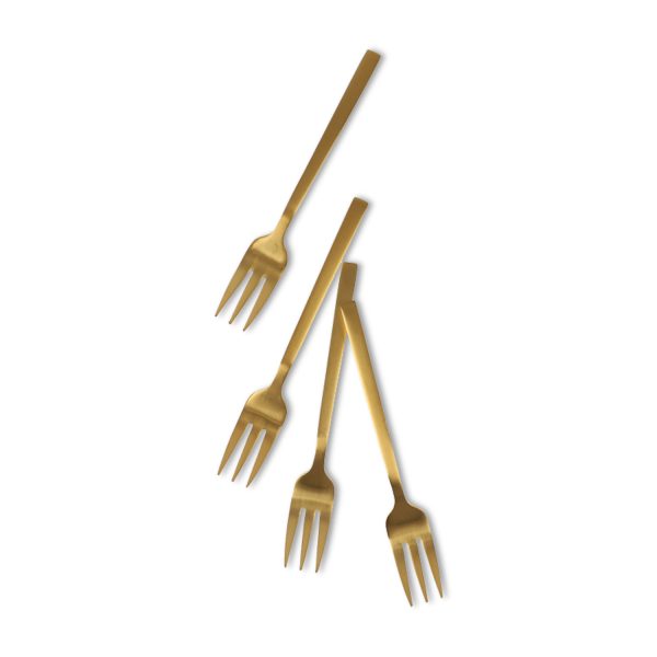 Tenedores postre dorado mate set x 4 - Imagen 2