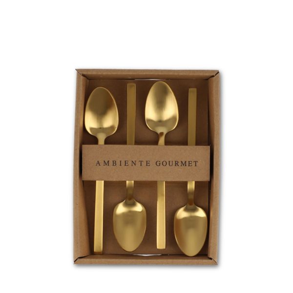 Cucharas postre dorado mate set x 4