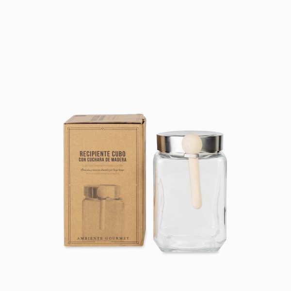 Recipiente cubo con cuchara madera 750ml - Imagen 2