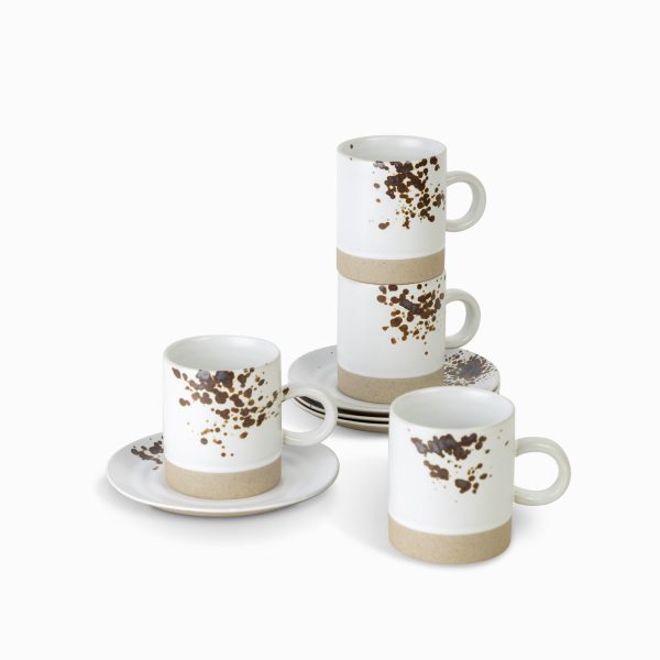 Set x 4 und - Pocillo y plato gayra blanco 200ml