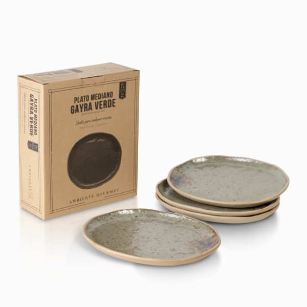 Set x 4 und - Plato mediano gayra verde 21 cm