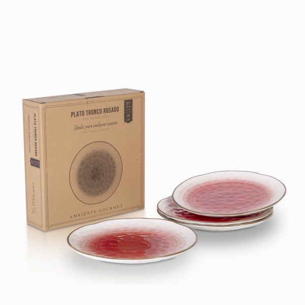 Plato tronco rosado 28 cm set x 4