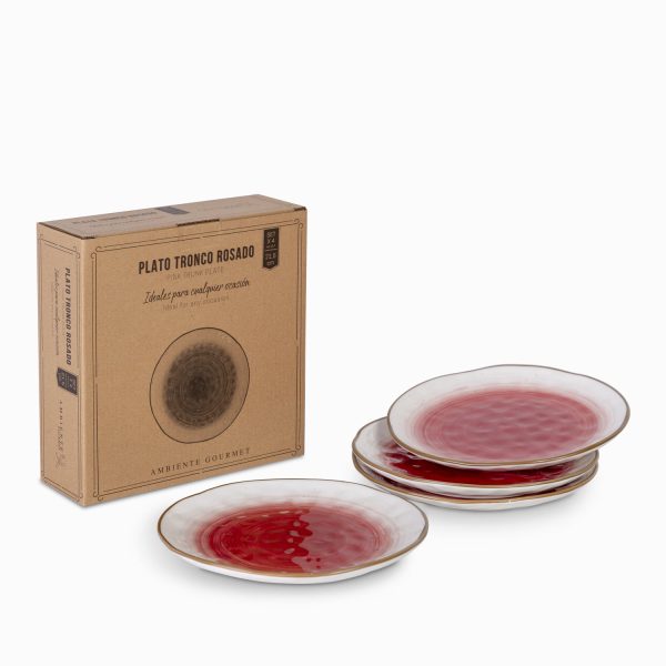 Plato tronco rosado 21.5cm set x 4