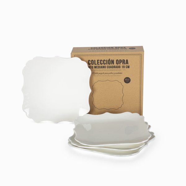 Plato mediano cuadrado opra 19cm setx4