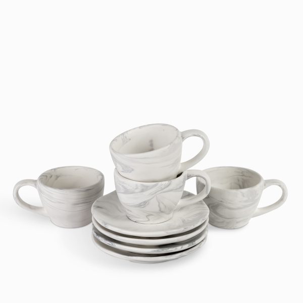 Set de pocillo y plato marmol setx4