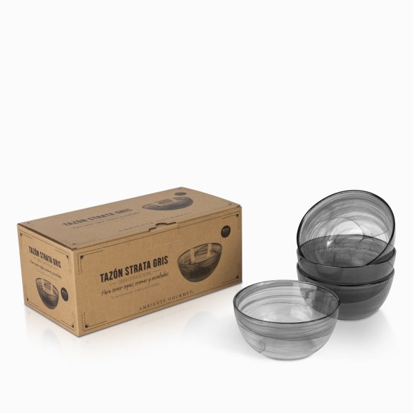 Tazon sopa strata gris set x 4