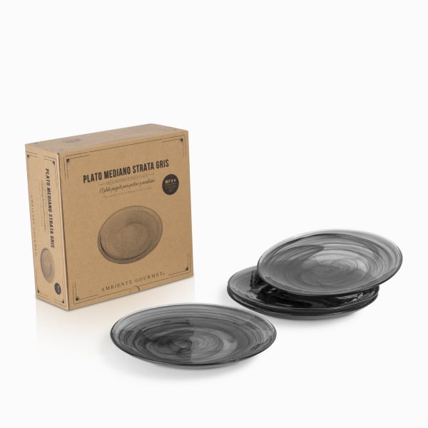 Plato strata gris 21 cm set x 4