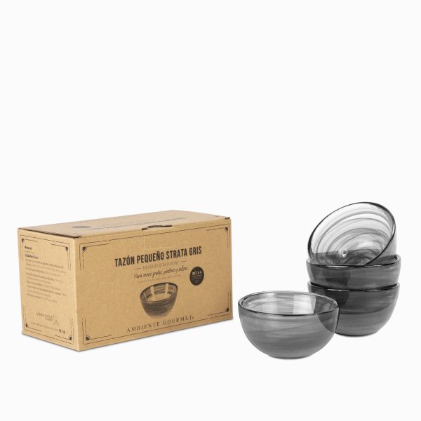 Tazon pequeño strata gris set x 4