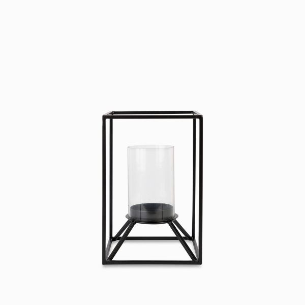 Candelabro cubo negro 18x18x25cm