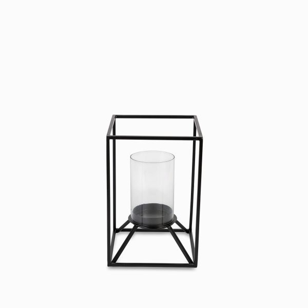 Candelabro cubo negro 18x18x25cm - Imagen 2