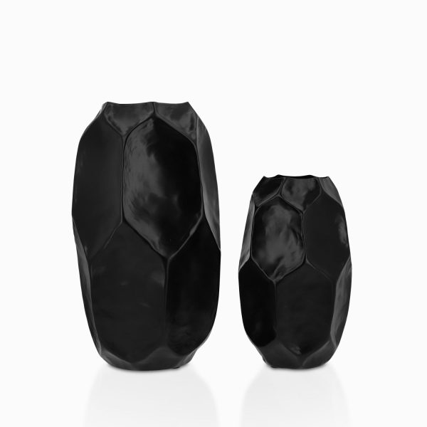 Florero geo negro 15x25cm