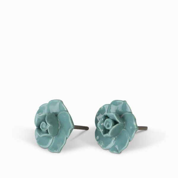 Pomo ceramica rosa azul setx2