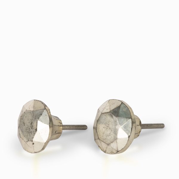 Pomo vidrio diamante plata setx2