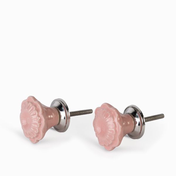 Pomo metal flor rosada setx2