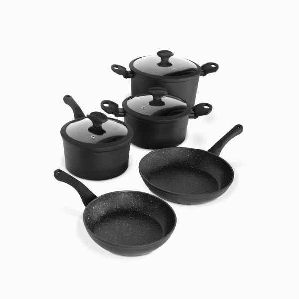 Set de ollas aluminio forjado negro 8pcs