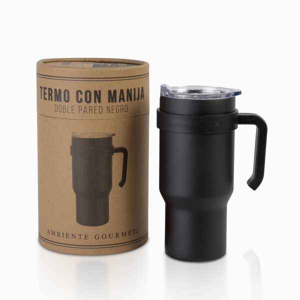 Termo con manija doble pared negro