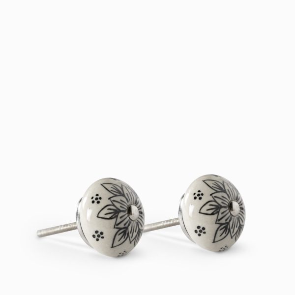 Pomo ceramica flor negra set x 2 - Imagen 2