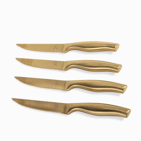 Cuchillos carne dorados set x 4