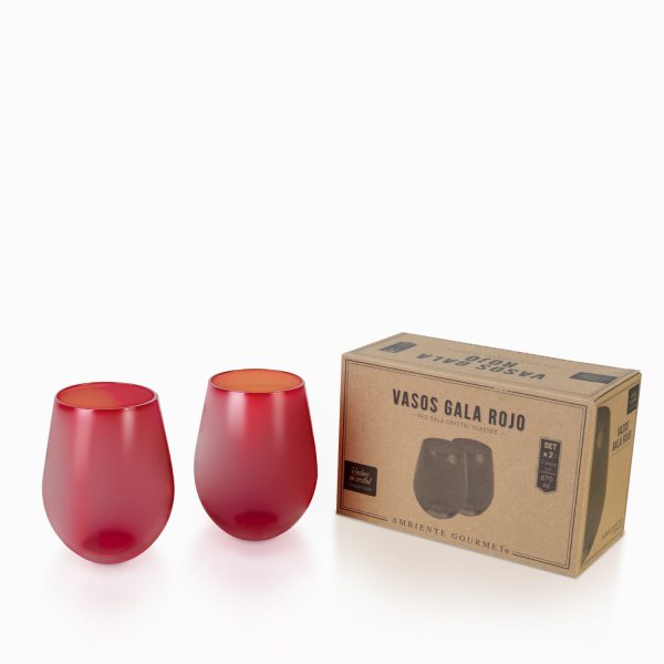 Vaso gala rojo 670 ml set x 2