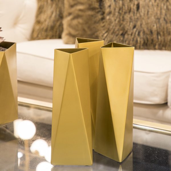 Florero origami dorado - Imagen 2
